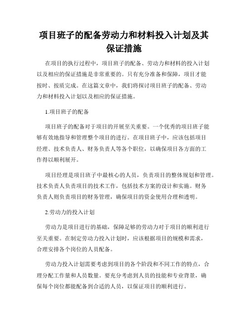 项目班子的配备劳动力和材料投入计划及其保证措施