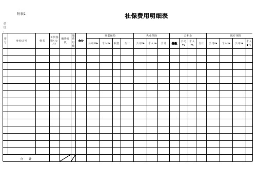 社保费用明细表