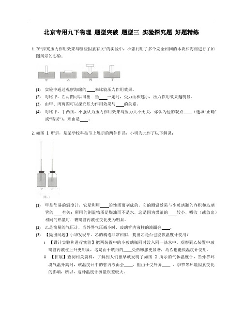 北京专用九年级下学期物理 题型突破 题型三 实验探究题 好题精练