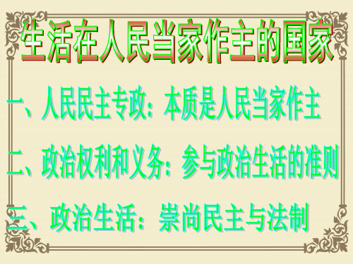 人教版高中政治必修二课件：1.1生活在人民当家作主的国家 (共22张PPT)