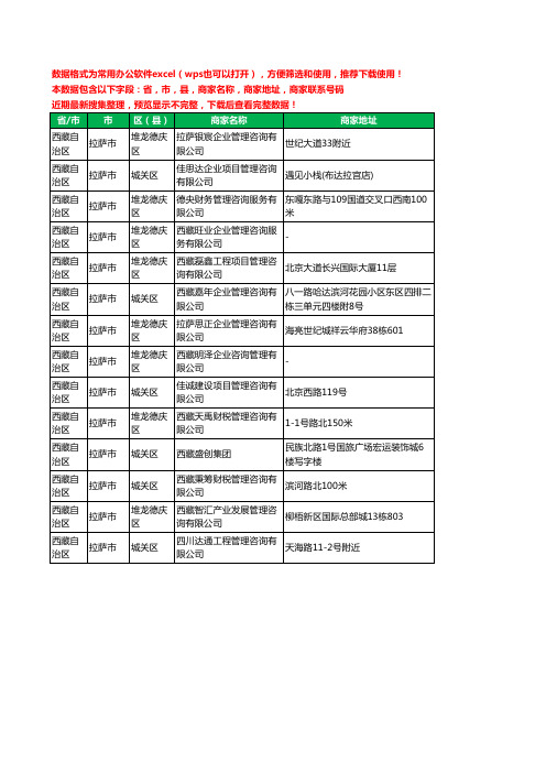 2020新版西藏自治区拉萨市管理咨询有限公司工商企业公司商家名录名单黄页联系电话号码地址大全14家