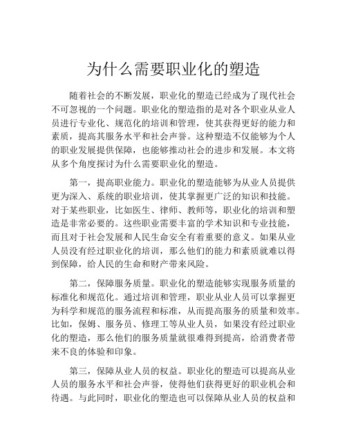 为什么需要职业化的塑造