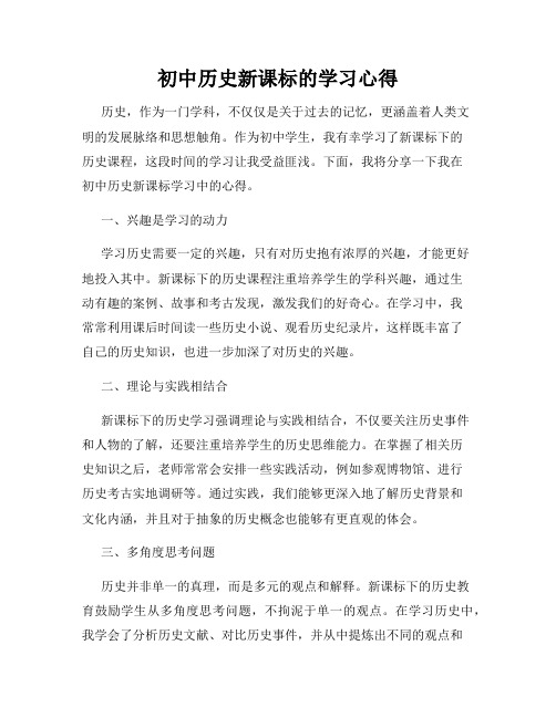 初中历史新课标的学习心得