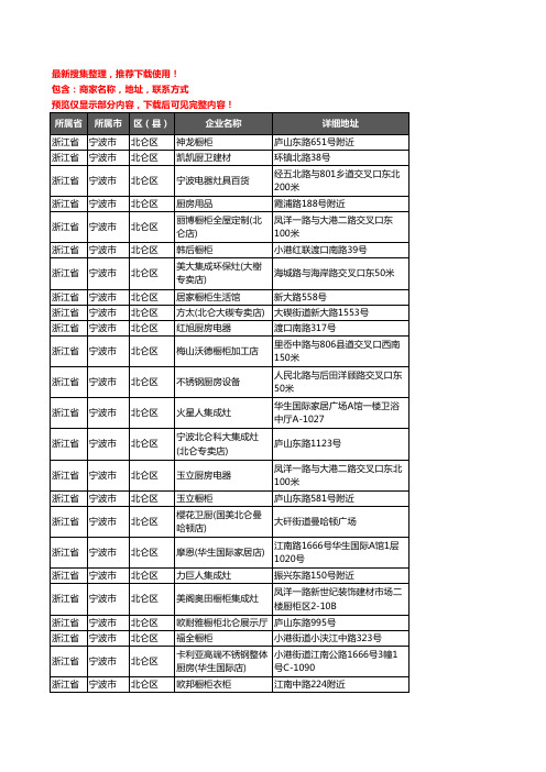 新版浙江省宁波市北仑区厨卫电器企业公司商家户名录单联系方式地址大全93家