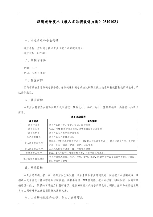 嵌入式方向专业人才培养方案