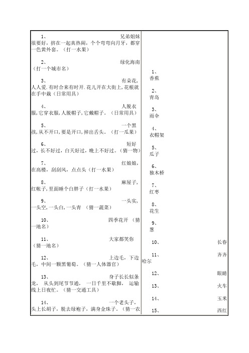 灯谜5(附答案)