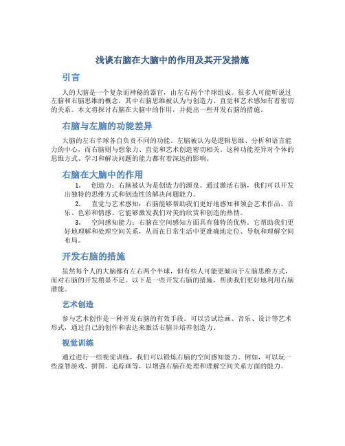 浅谈右脑在大脑中的作用及其开发措施 (2)