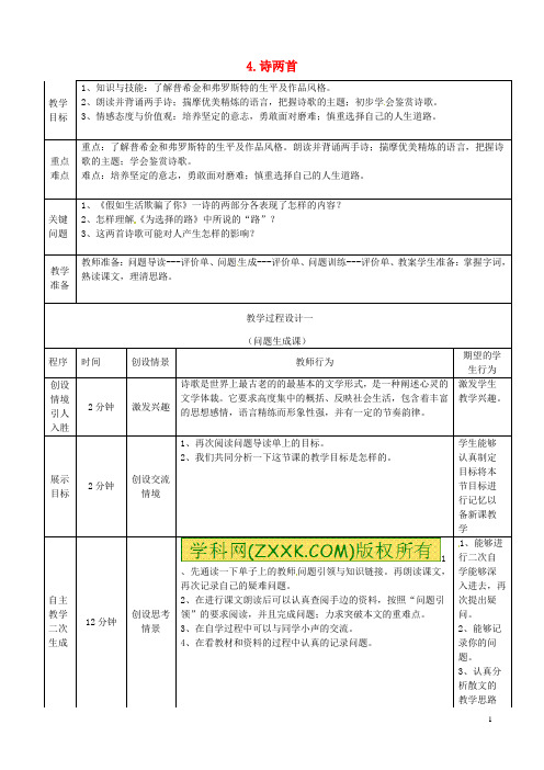 内蒙古乌兰浩特市第十二中学七年级语文下册《第4课 诗两首》教案 新人教版 (2)