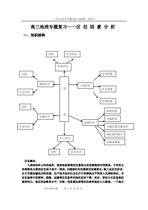 高三地理专题复习——区位因素分析