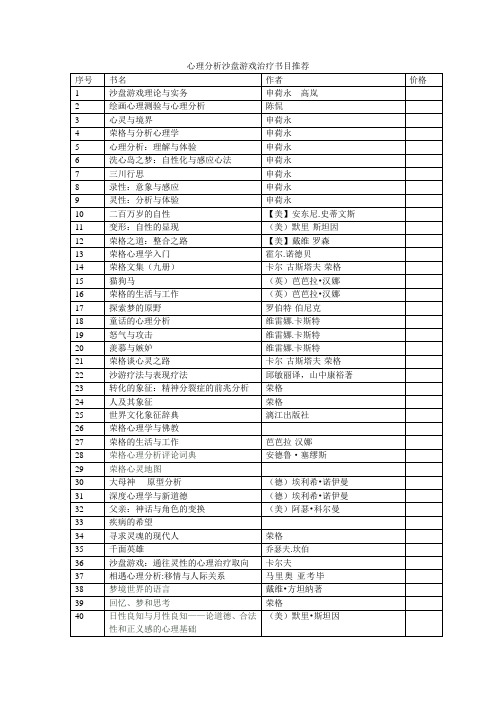 心理分析沙盘游戏书目推荐