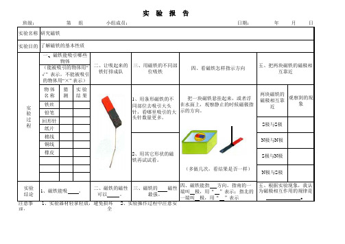 研究磁铁实验报告单