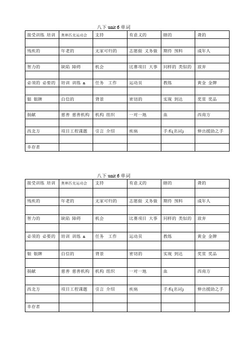 牛津译林八年级下Unit6 Sunshine for all单词默写