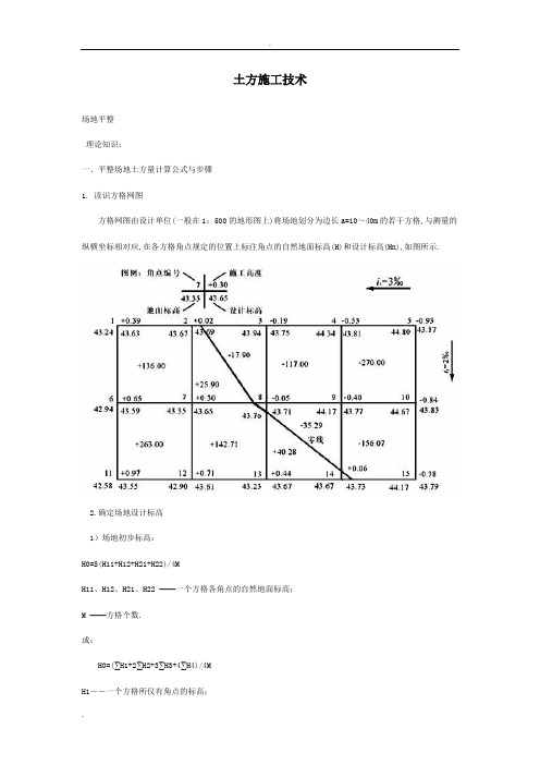 方格网法土方量计算及测量