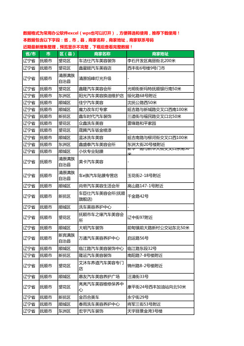 新版辽宁省抚顺市汽车装饰工商企业公司名录名单大全285家