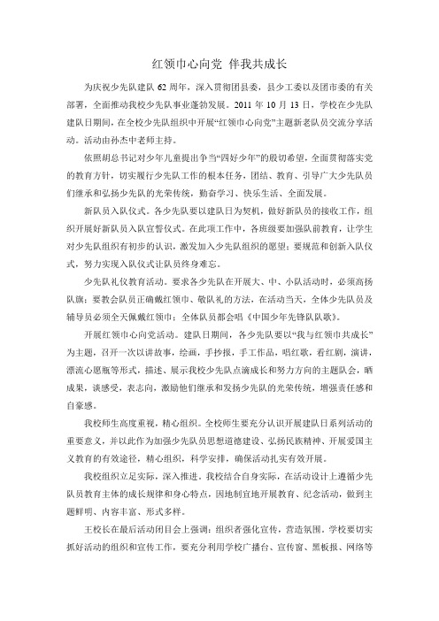 红领巾心向党中队活动方案