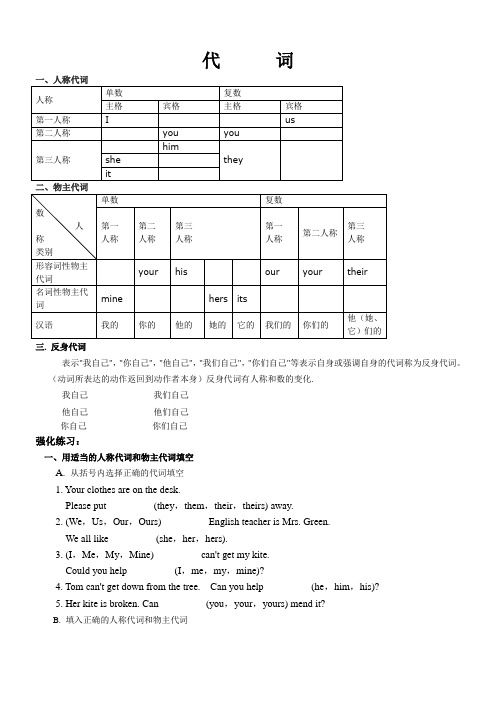 初中英语语法代词教案