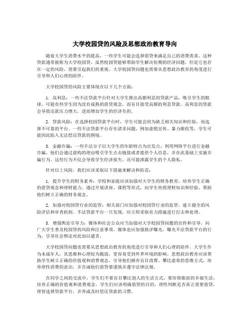 大学校园贷的风险及思想政治教育导向