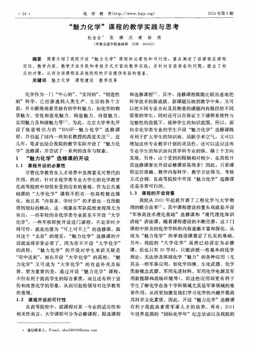 “魅力化学”课程的教学实践与思考