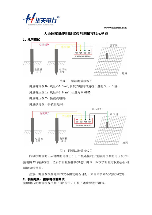 大地网接地电阻测试仪的测量接线示意图