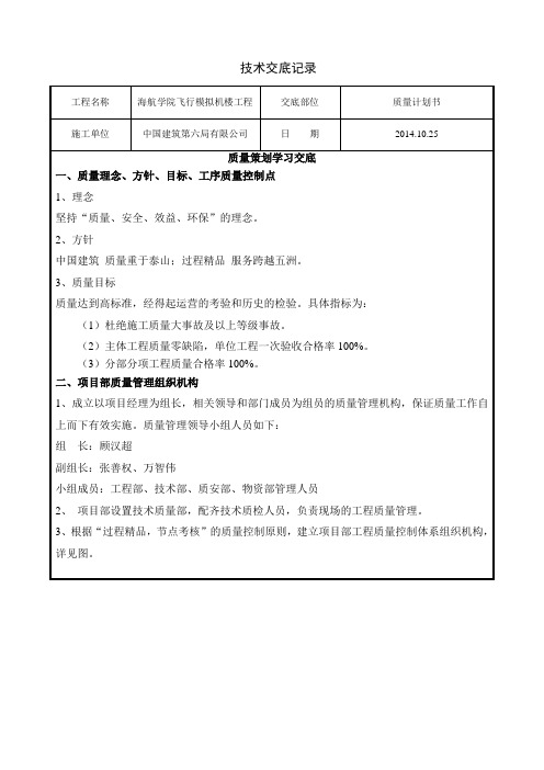 质量策划学习交底