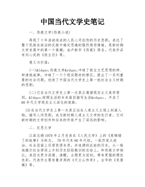 中国当代文学史笔记