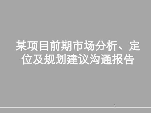 某项目前期市场分析、定位及规划建议沟通报告精品文档