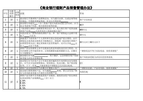 《商业银行理财产品销售管理办法》