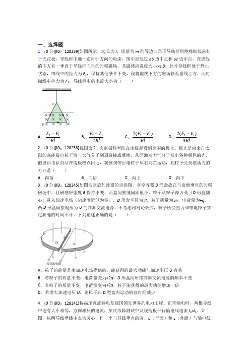 人教版高中物理选修二第一章《安培力与洛伦兹力》检测卷(包含答案解析)(2)