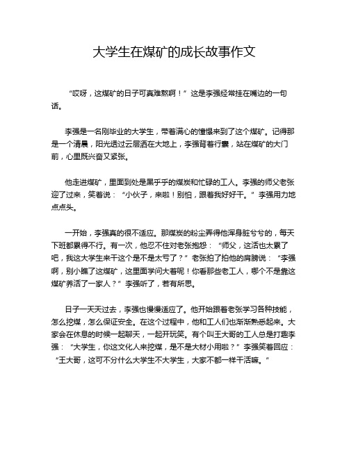 大学生在煤矿的成长故事作文