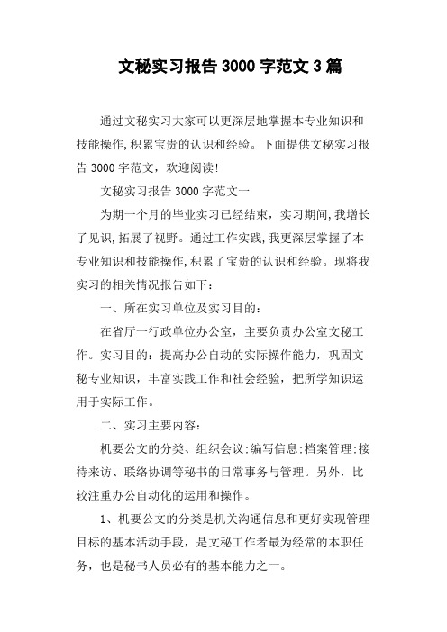 文秘实习报告3000字范文3篇