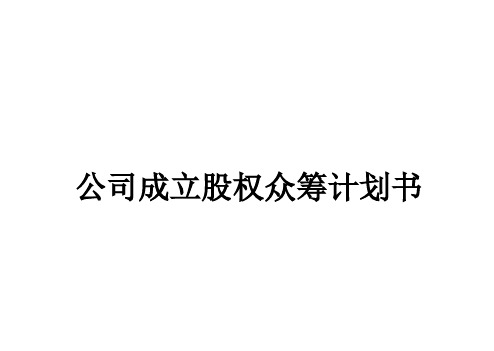 公司成立股权众筹计划书