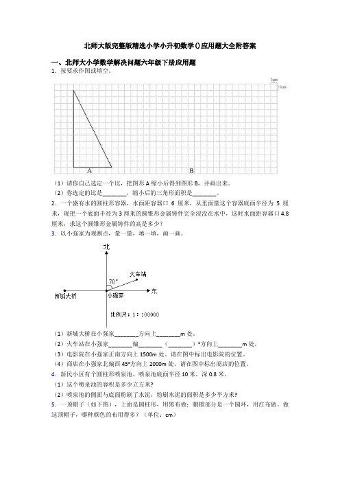 北师大版完整版精选小学小升初数学()应用题大全附答案