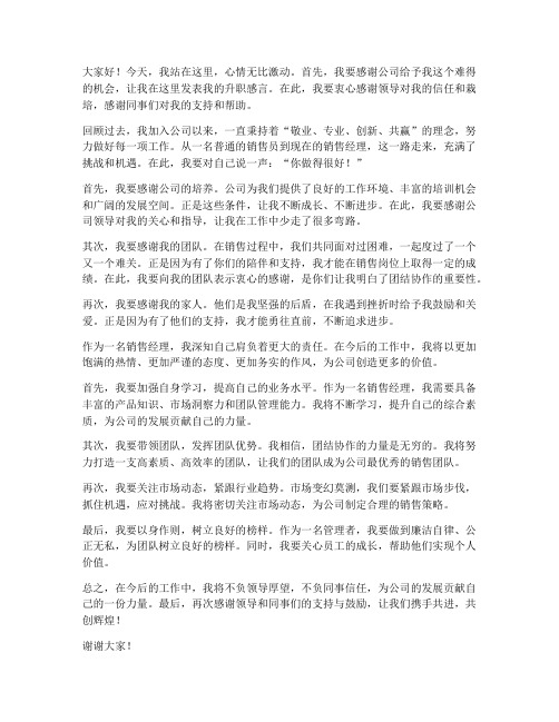 销售公司升职发言稿范文