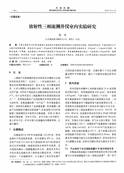 放射性三相流测井仪室内实验研究