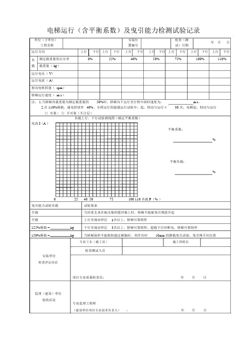 电梯运行及曳引能力检测试验记录