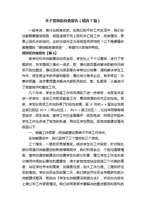 关于提效能自查报告（精选7篇）