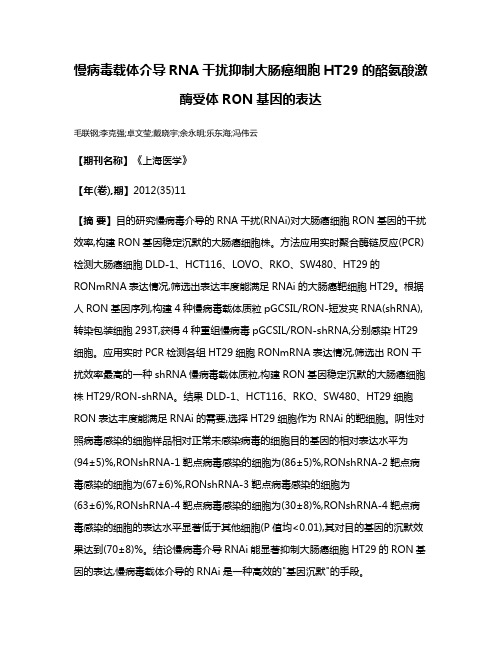 慢病毒载体介导RNA干扰抑制大肠癌细胞HT29的酪氨酸激酶受体RON基因的表达