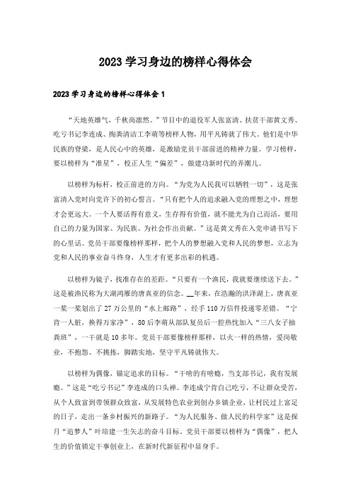 2023学习身边的榜样心得体会