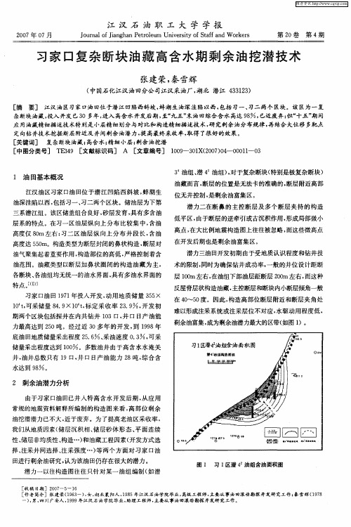 习家口复杂断块油藏高含水期剩余油挖潜技术