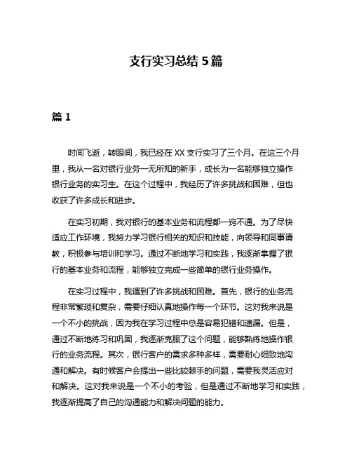 支行实习总结5篇