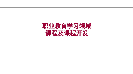 职业教育学习领域课程及课程开发