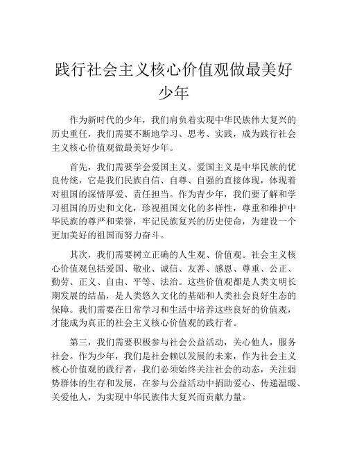 践行社会主义核心价值观做最美好少年