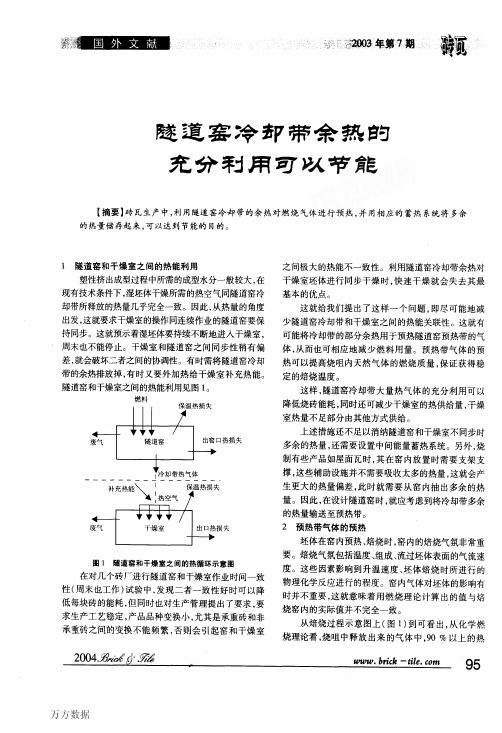 隧道窑冷却带余热的充分利用可以节能