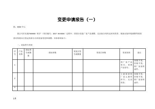 项目变更申请报告