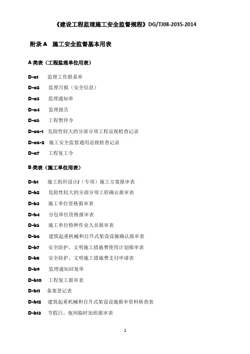 建设工程监理施工安全监督规程(用表)