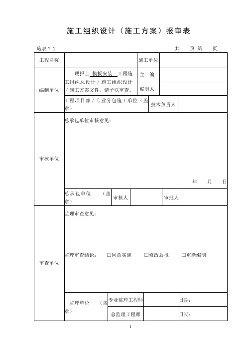 建筑工程模板工程施工方案