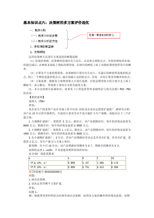 基本知识点六：决策树的多方案评价选优