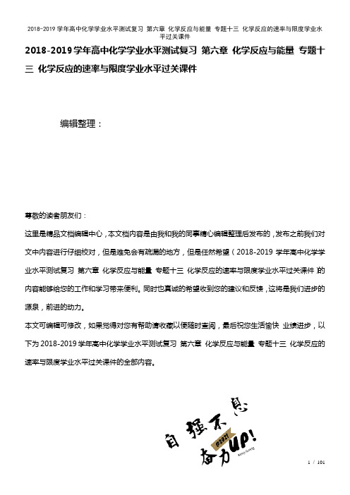 高中化学学业水平测试复习第六章化学反应与能量专题十三化学反应的速率与限度学业水平过关课件(2021