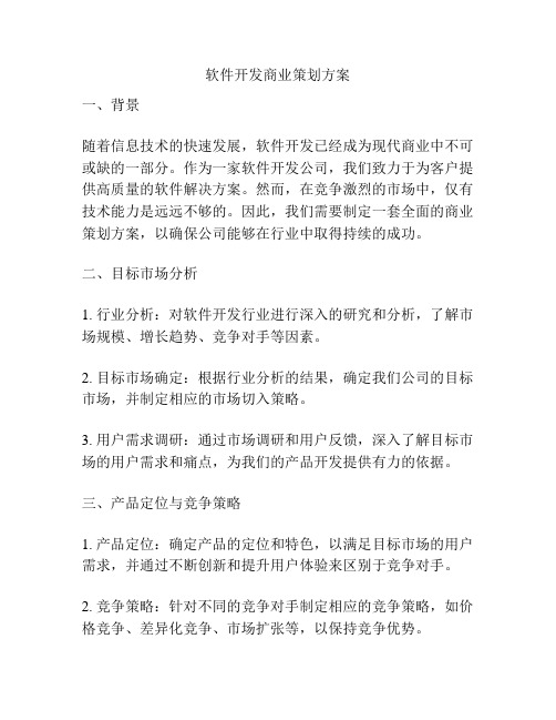 软件开发商业策划方案