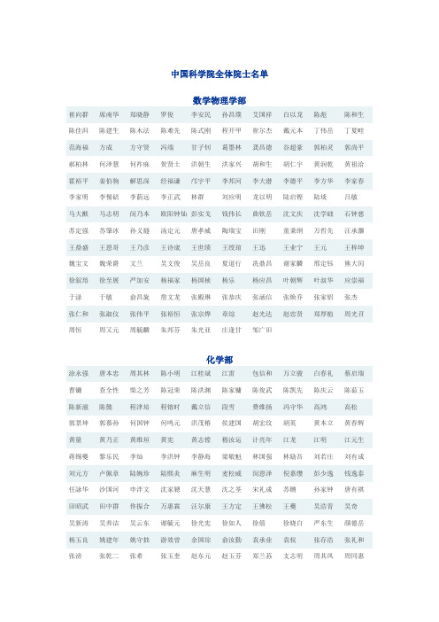 中国科学院全体院士名单